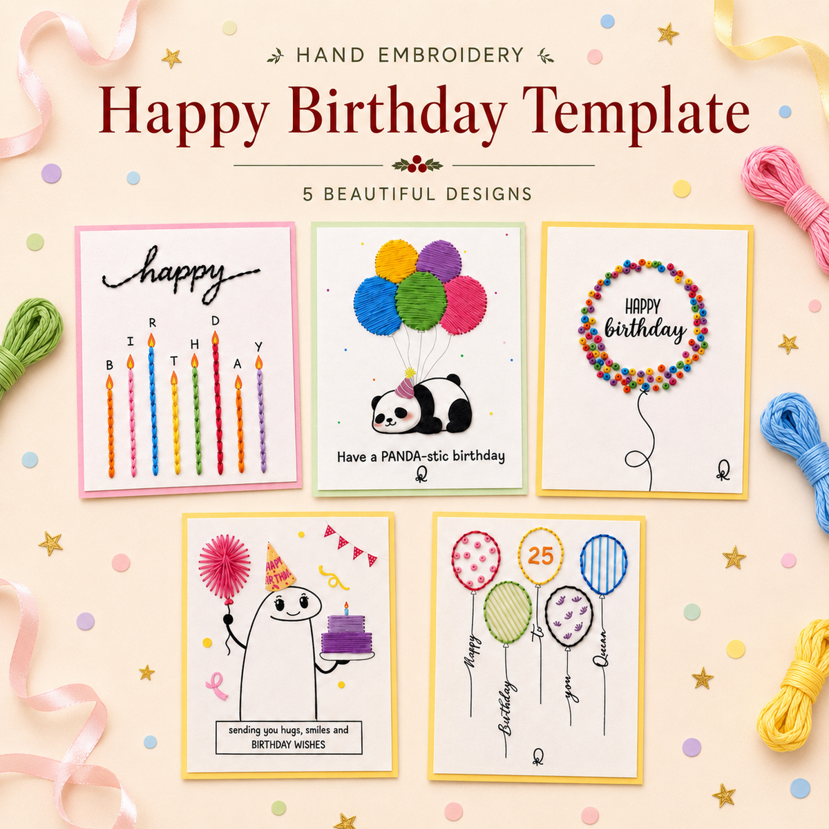 Happy Birthday Printable Template (Set of 6)