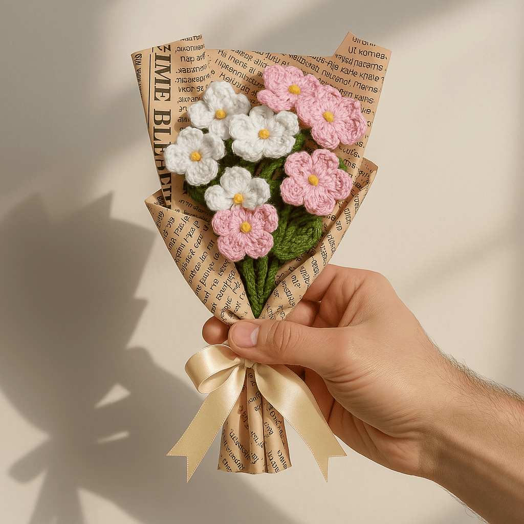 White Pink Flower Crochet