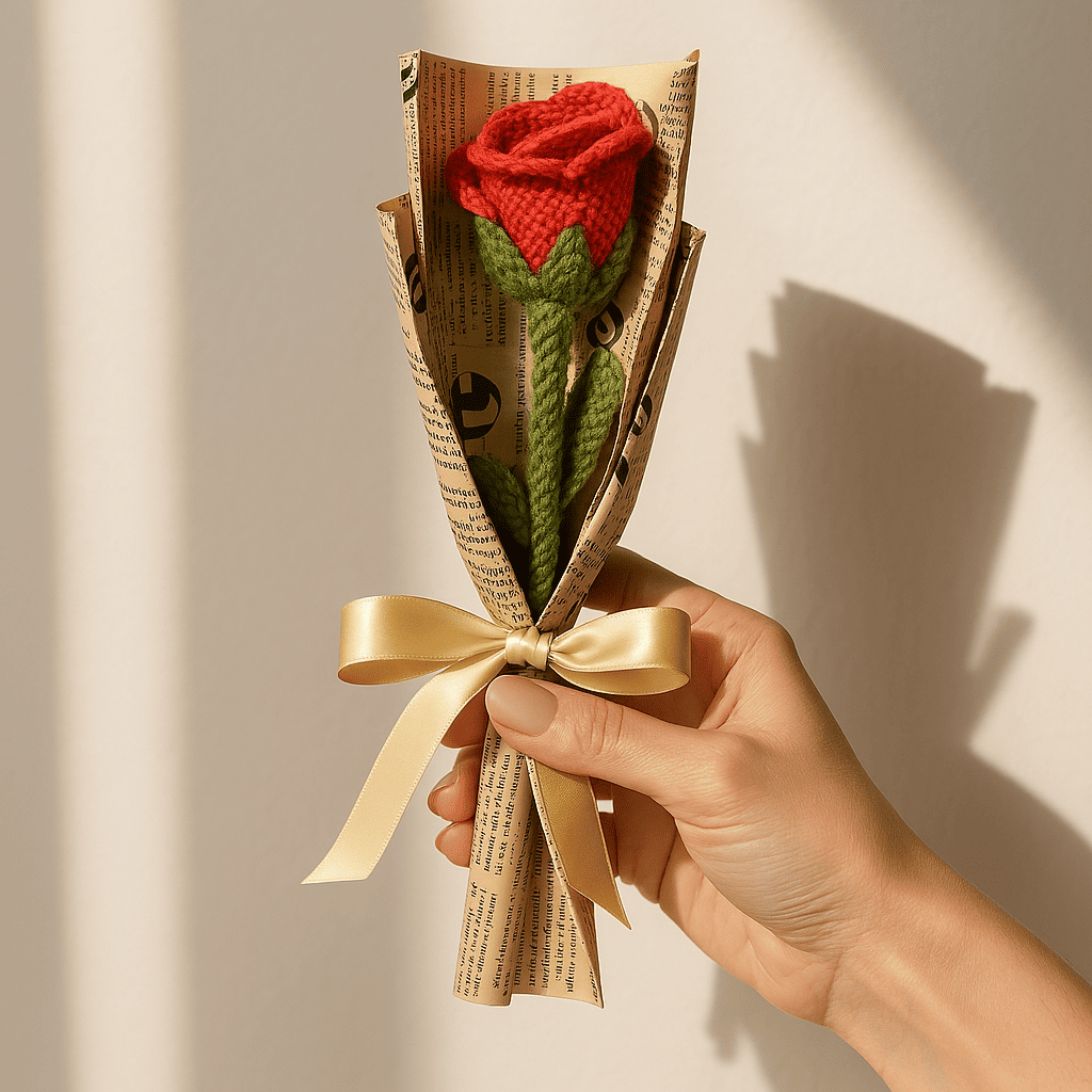 Red Rose Crochet Flower