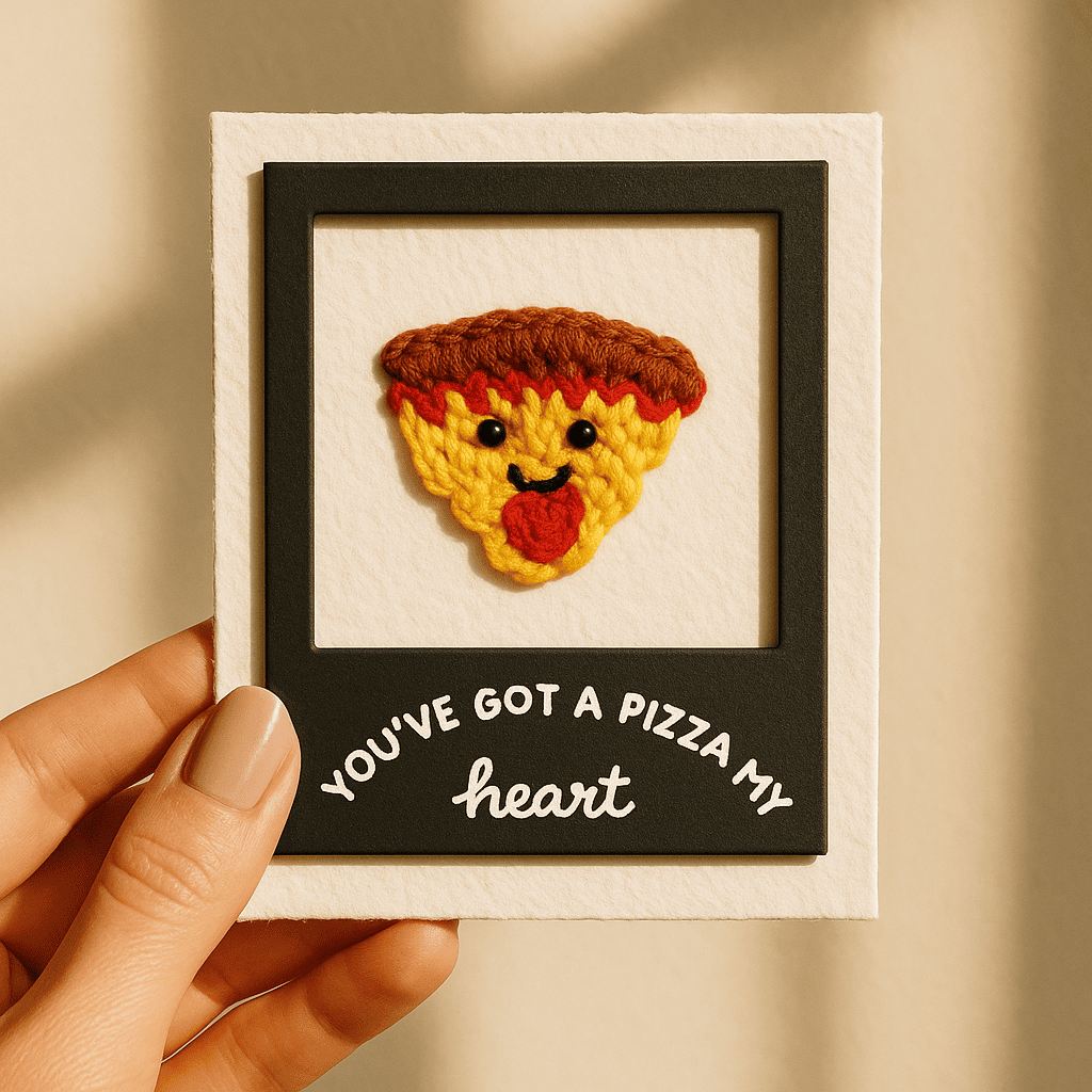 Crochet Pizza Polaroid Card