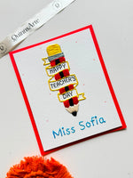 Teachers Day Pencil Banner Thread Card