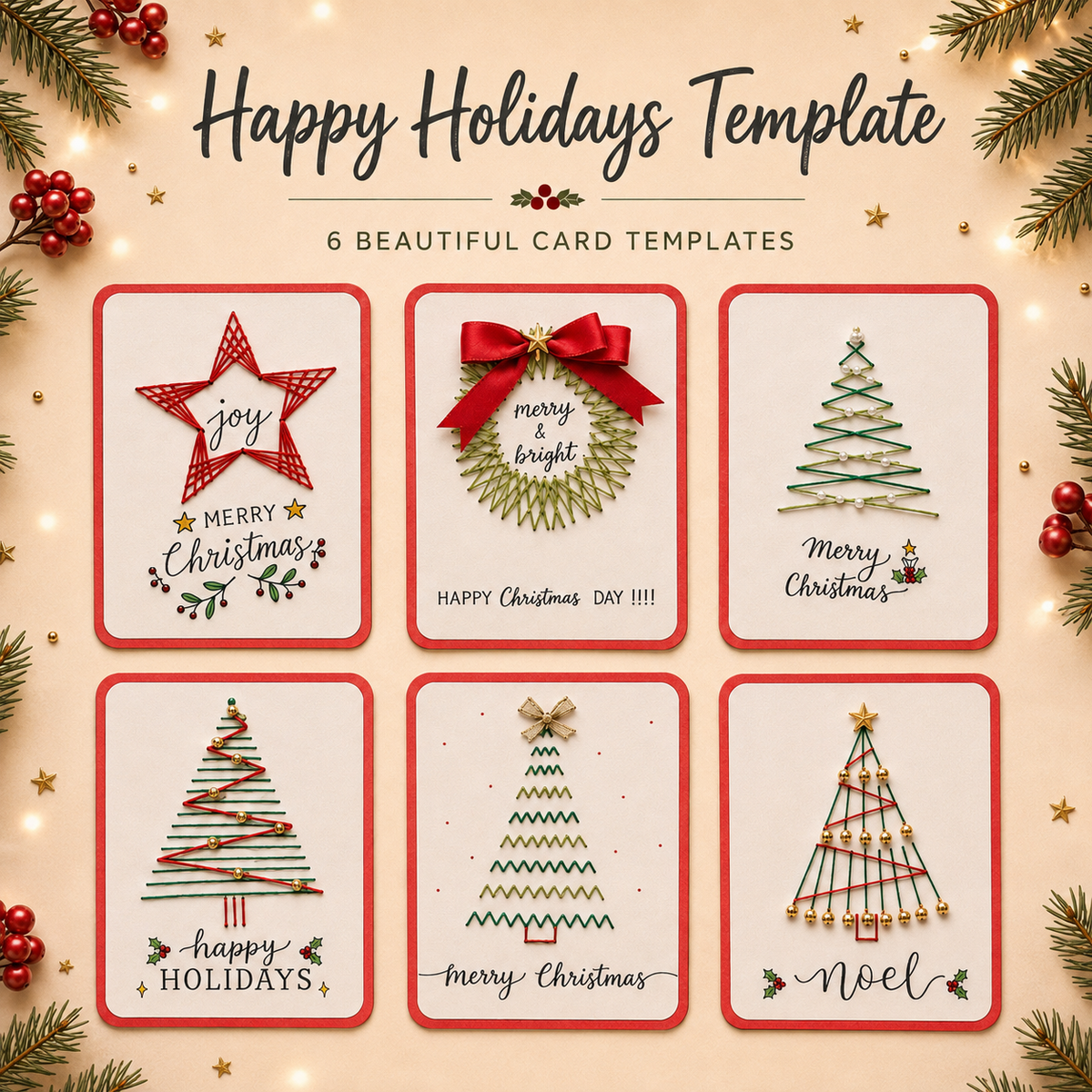 Happy Holidays Bundle Christmas Template (Set of 6)