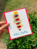 Teachers Day Pencil Banner Thread Card