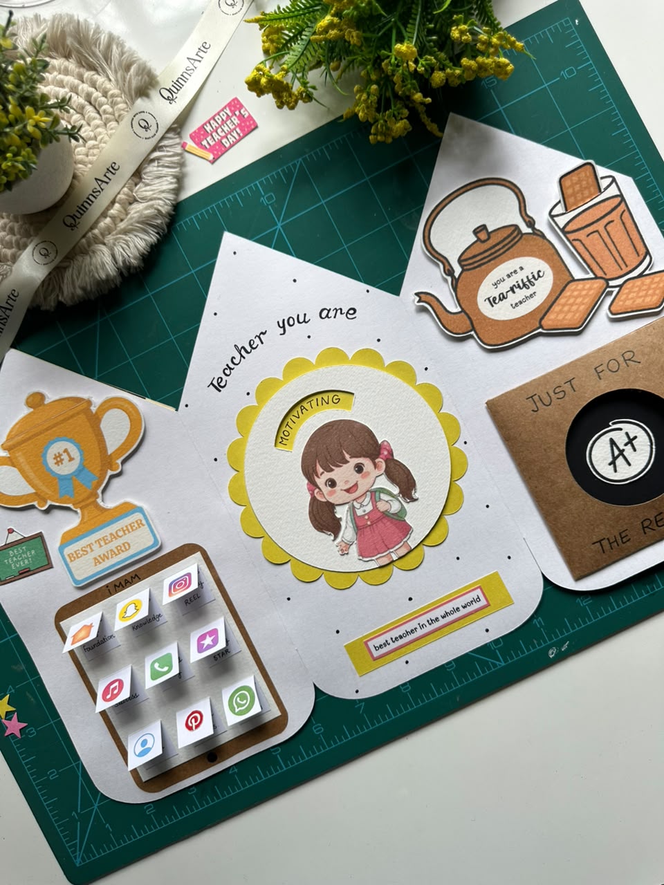 Pencil Shaped TriFold Teachers Day Card