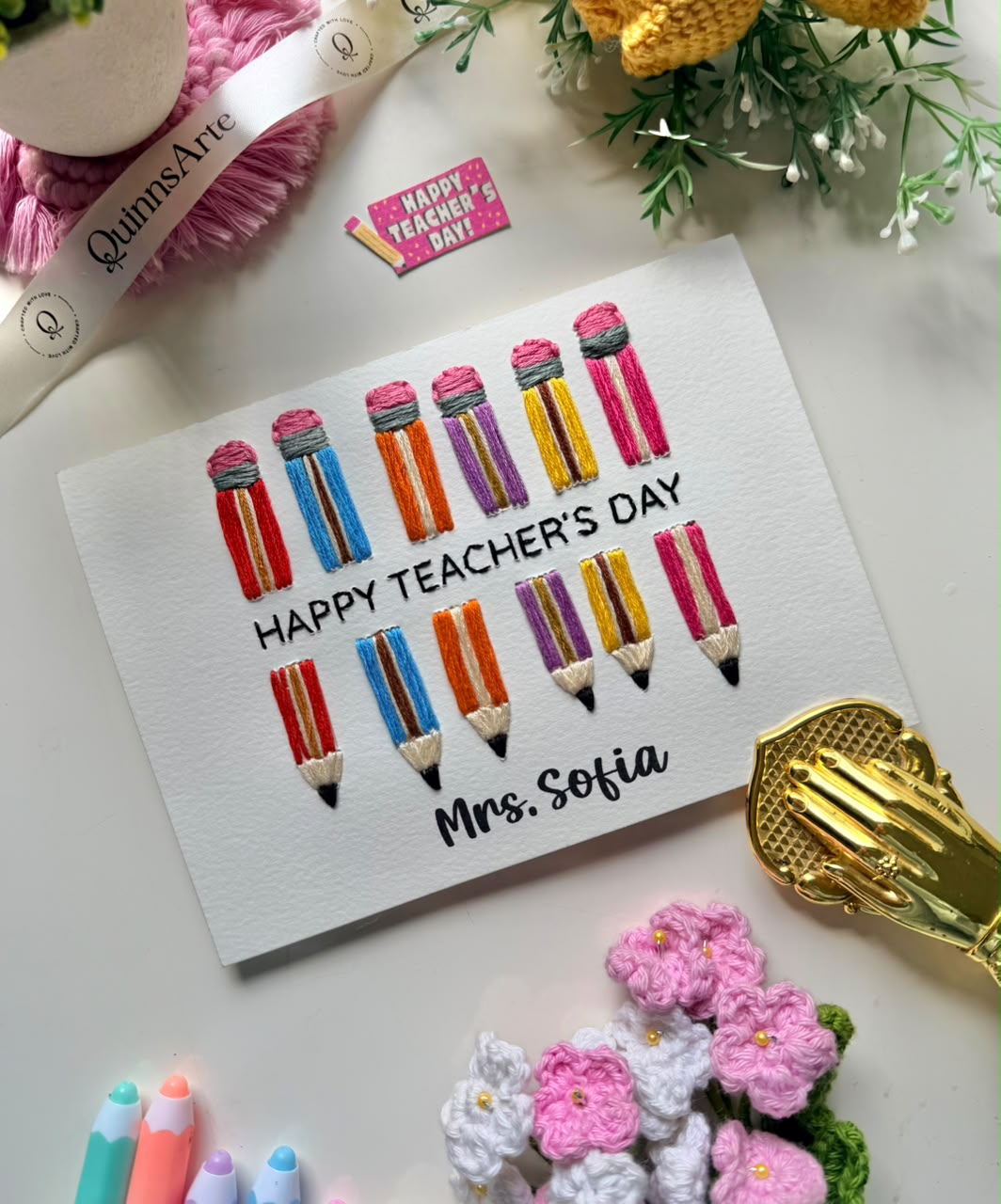 Colorful Pencils Teachers Day Thread Card