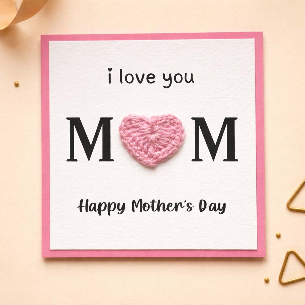 I Love You Mom Crochet Card