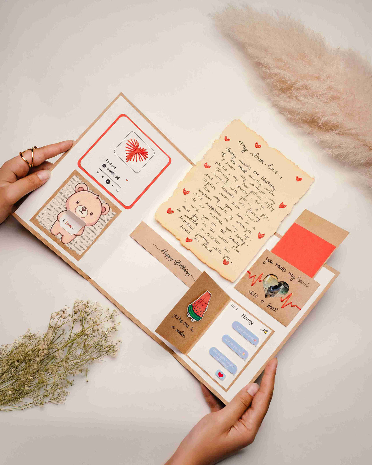 Creative Letter Card Hearts open