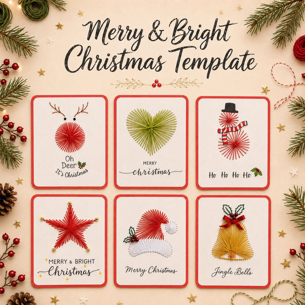 Merry & Bright Christmas Template (set of 6)