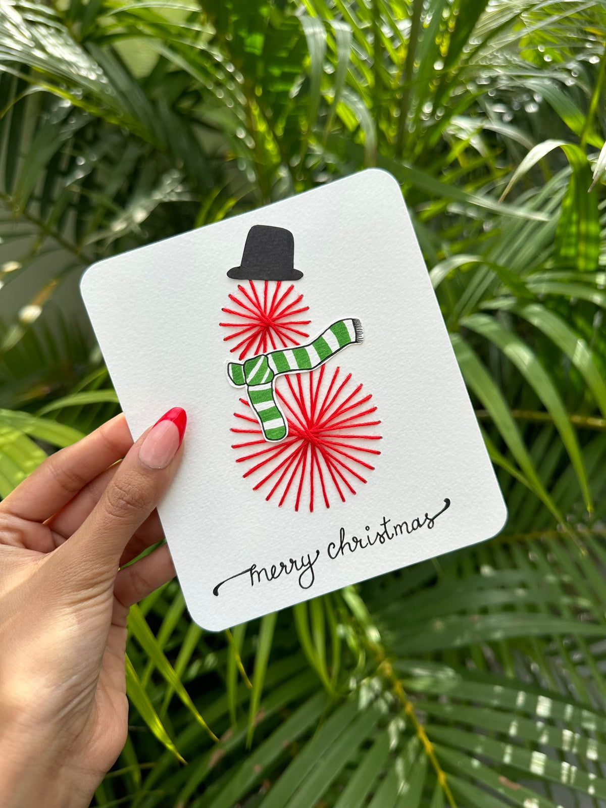 Red Snow Man Thread Card