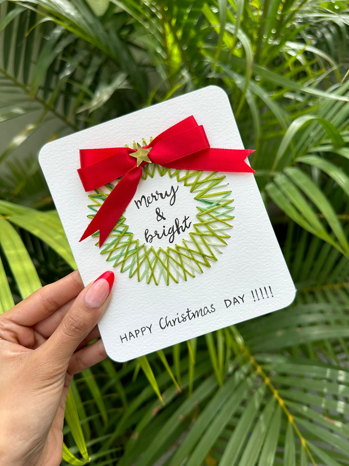 Wreath Christmas Thread Card