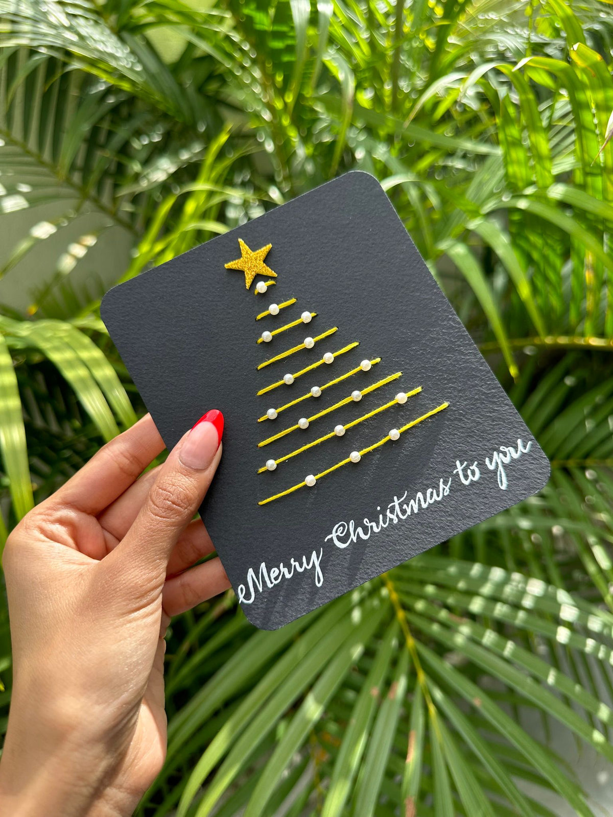 Yellow Christmas Tree Thread Card