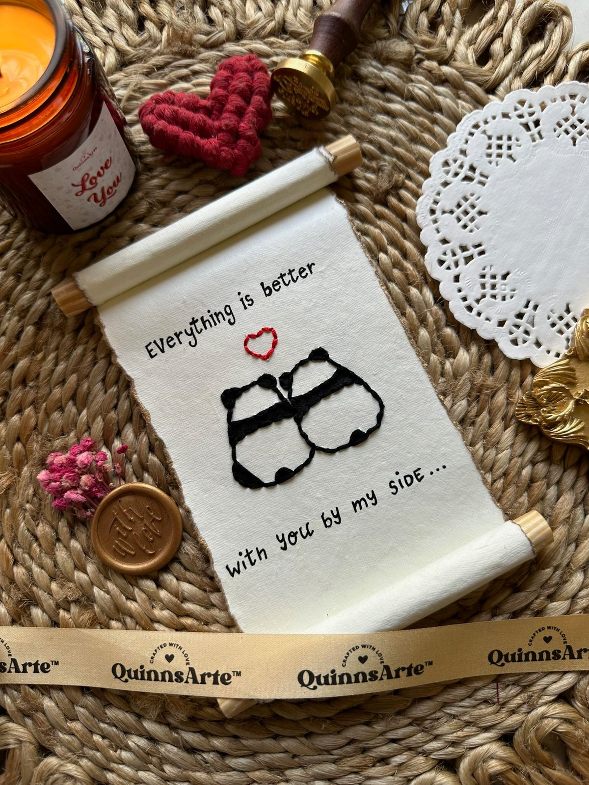 Cute Panda Couple Mini Scroll