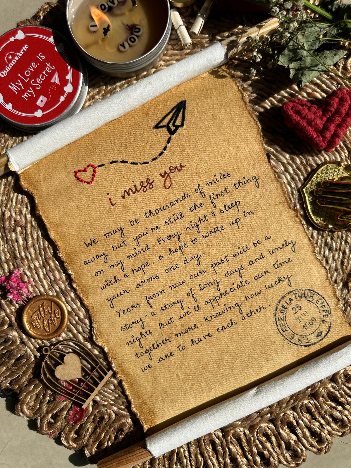 I Miss You Vintage Letter