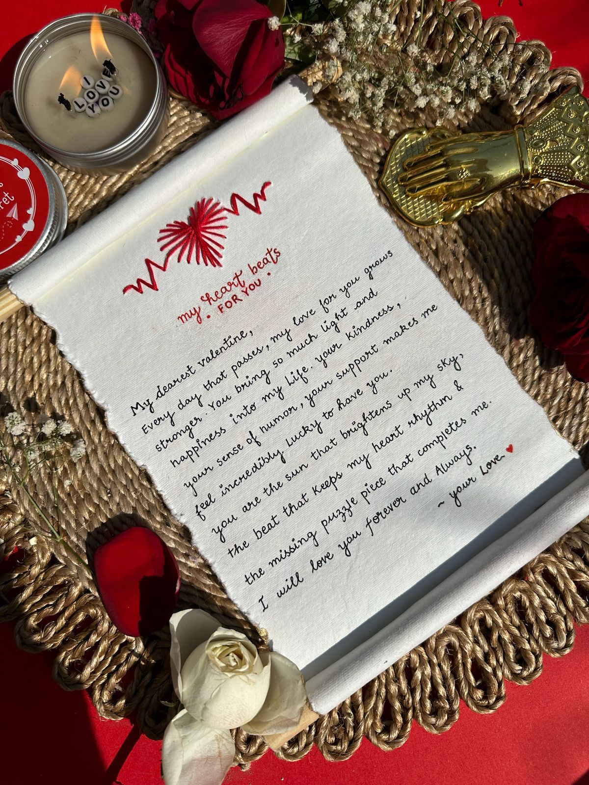 My Heart Beats for you Vintage Letter