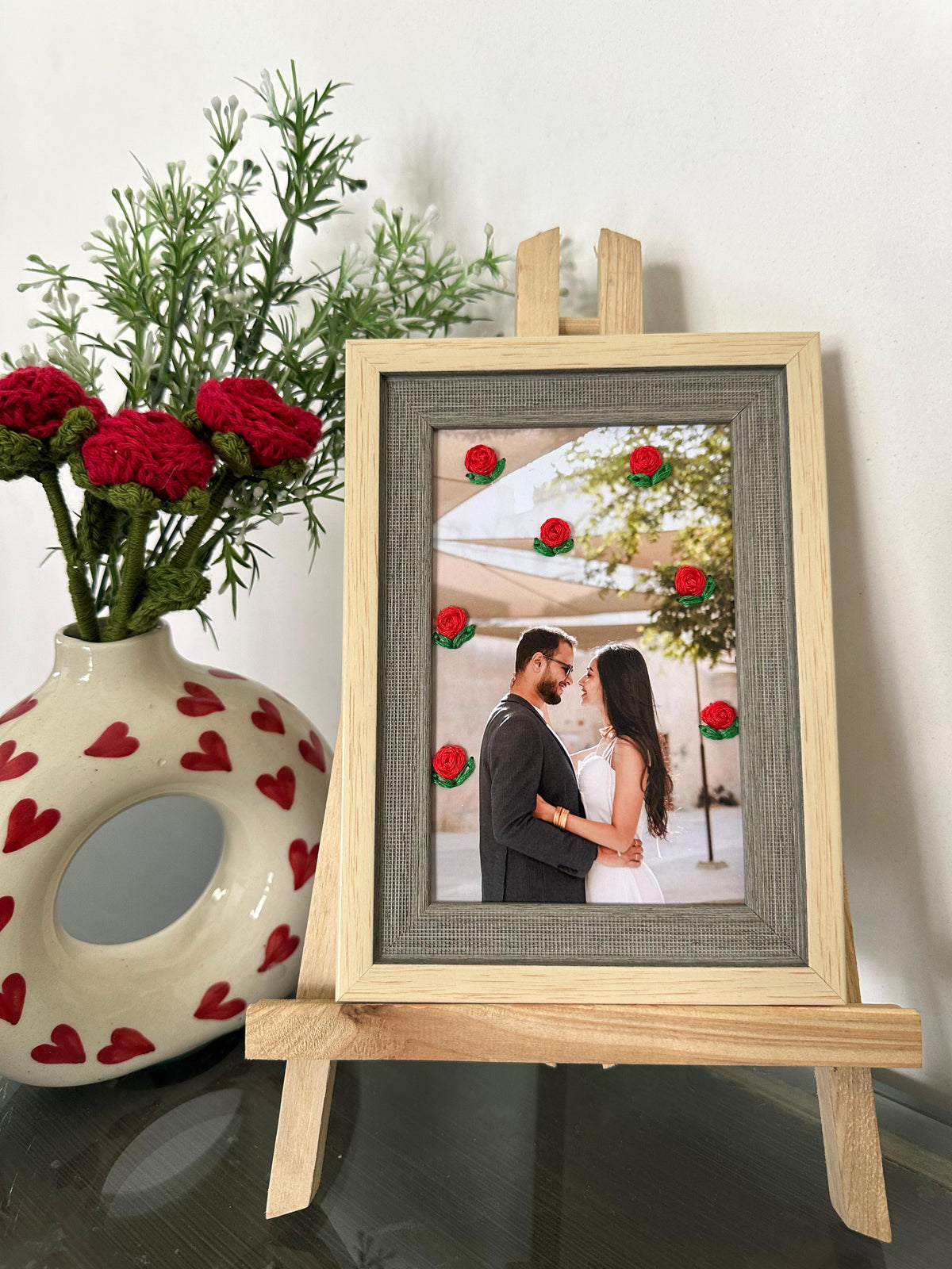 Embroidered Rose photo frame