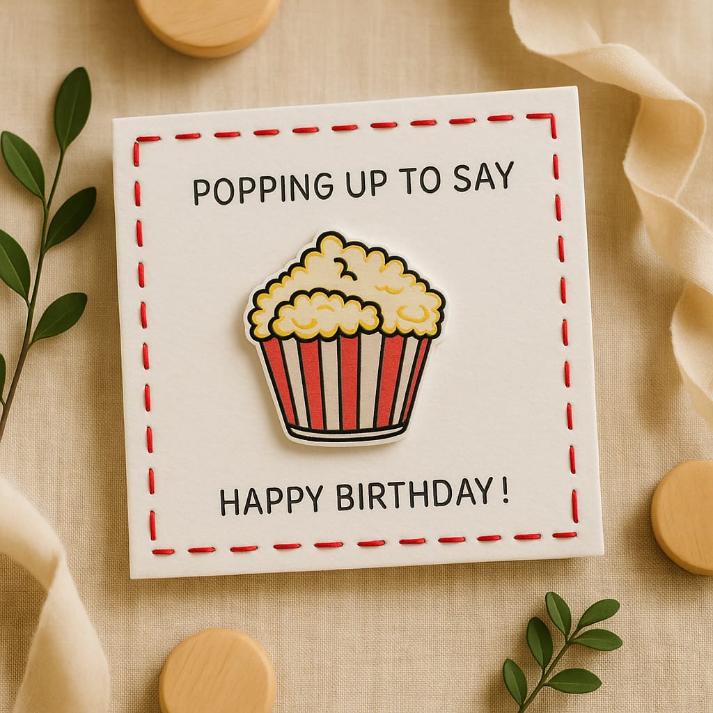 Popping Up To Say Happy Birthday Pun Card