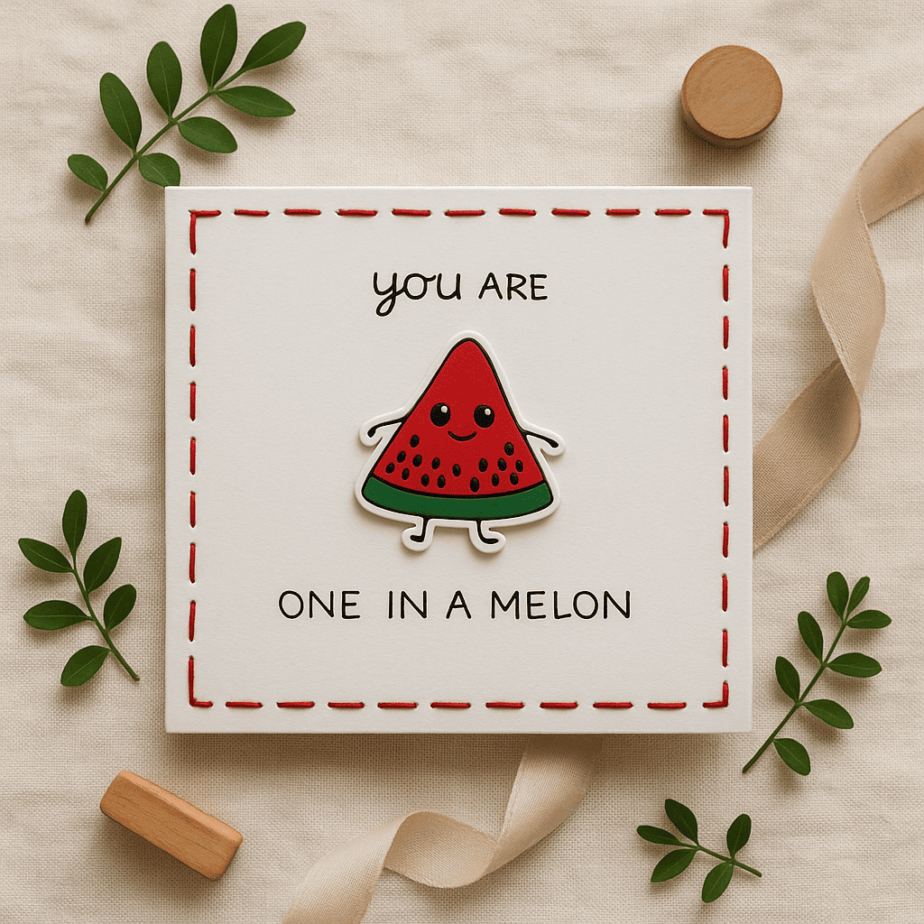 One In A Melon Pun Card