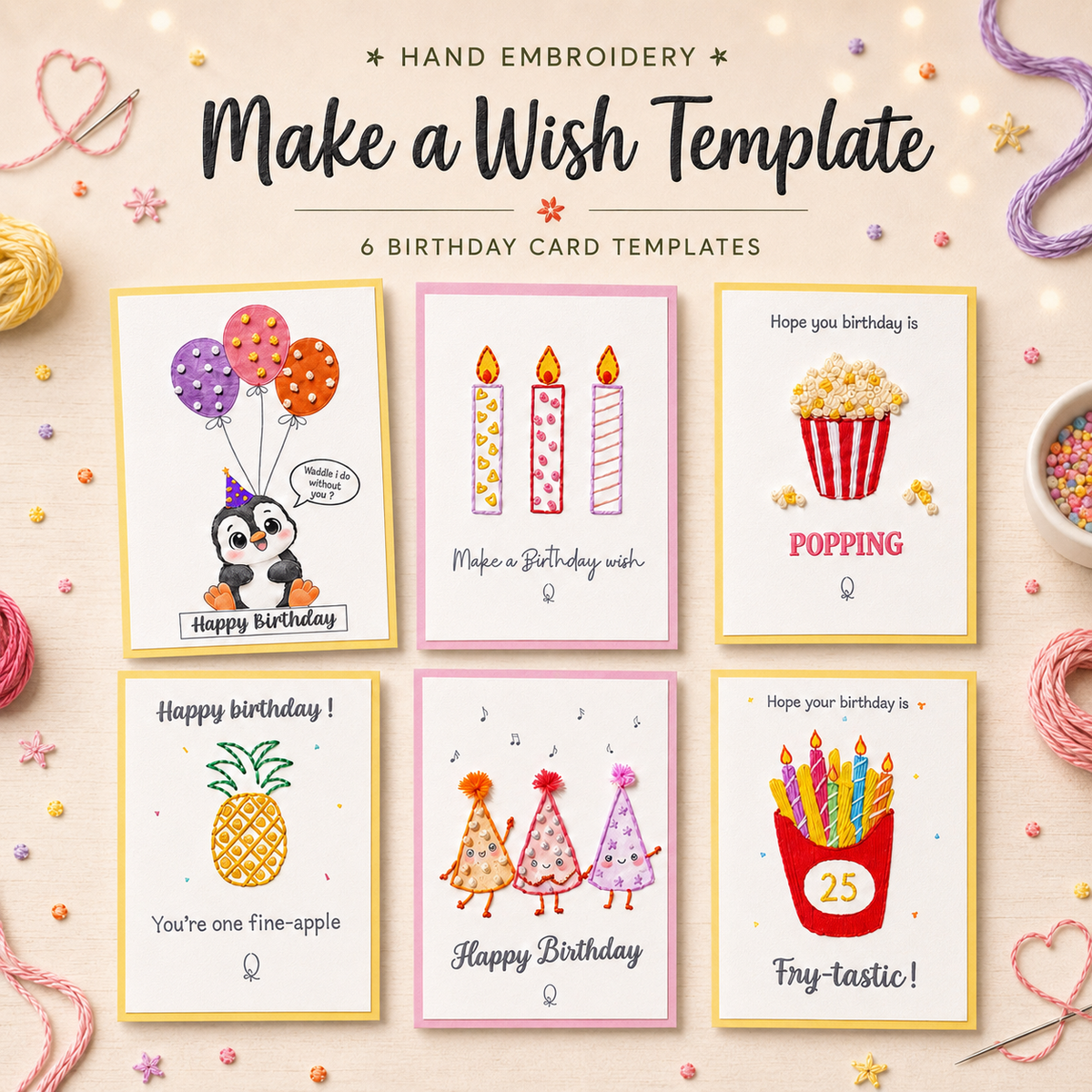 Make a Wish Printable Template (Set of 6)