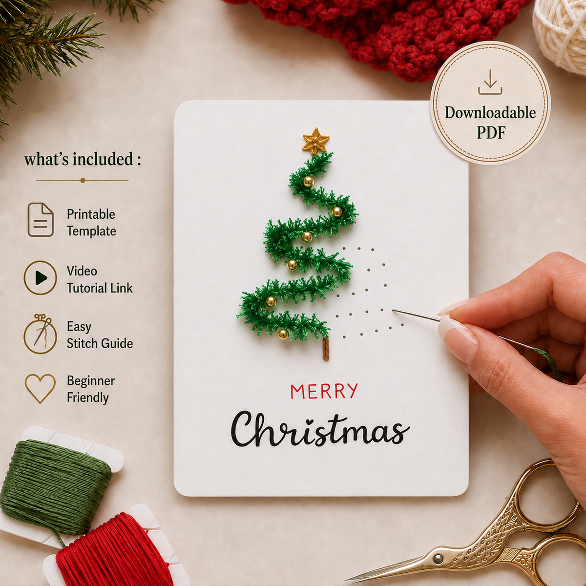 Furry Christmas Tree Card Template
