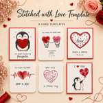 Stitched with Love Cards Template (Set of 6)