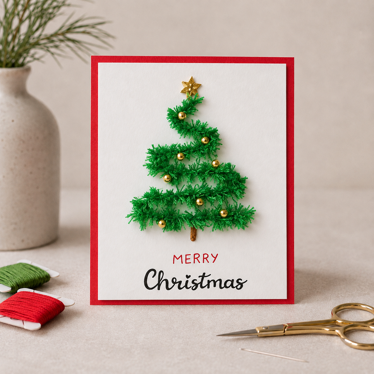 Furry Christmas Tree Card Template