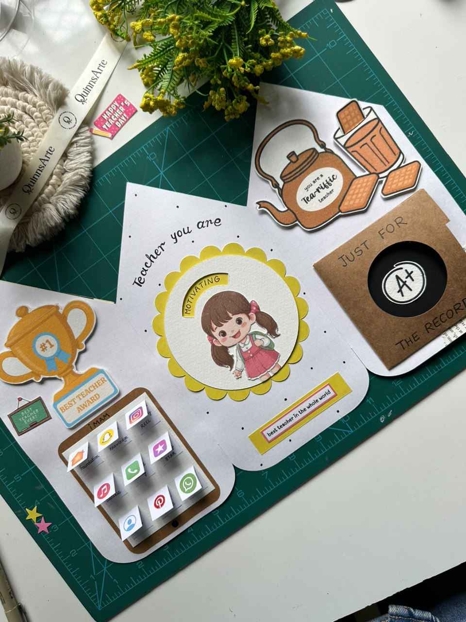 Pencil Shaped TriFold Teachers Day Card
