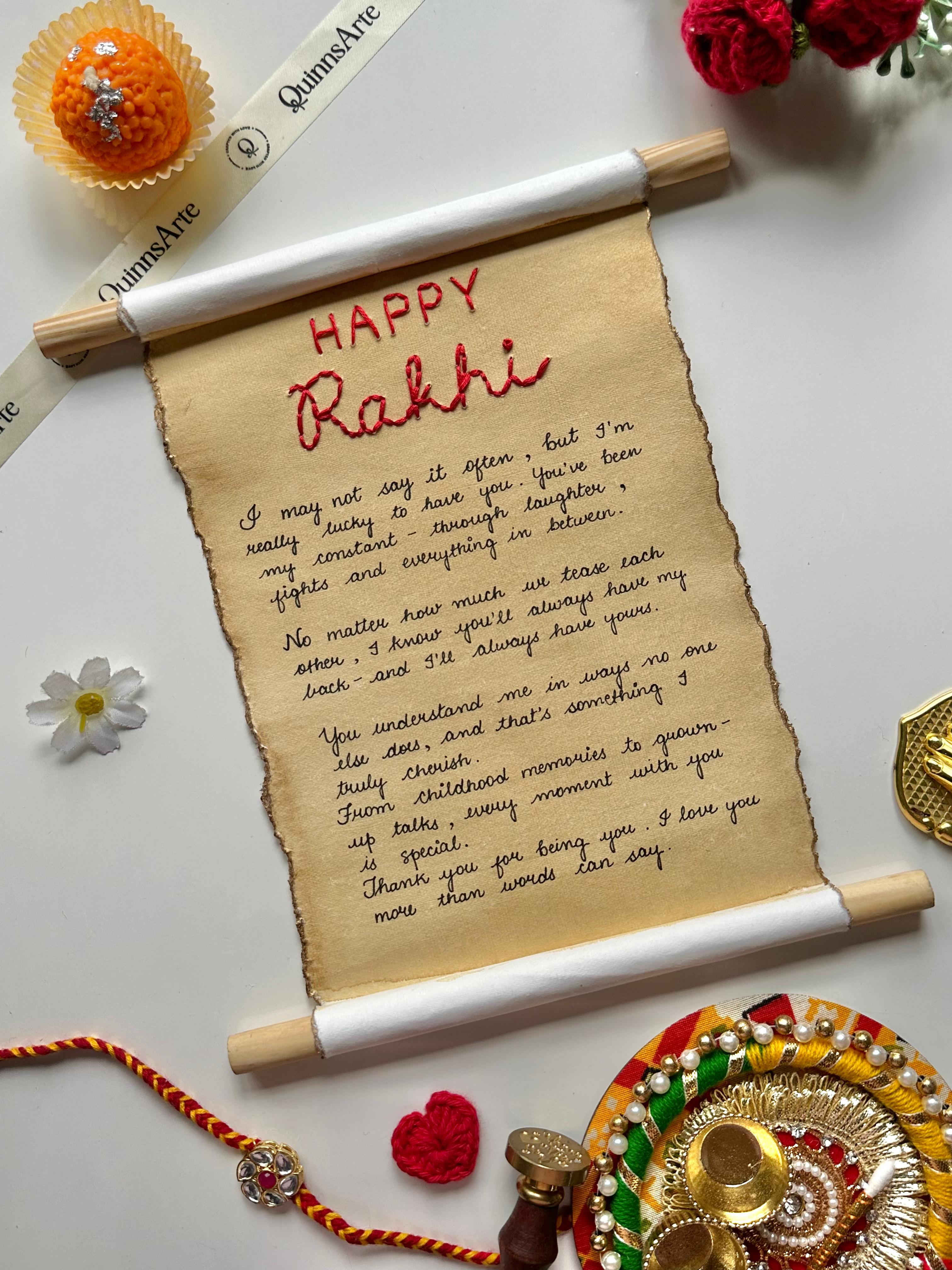 Happy Rakhi Scroll Letter Quinns arte happy-rakhi-scroll-letter-quinns-arte