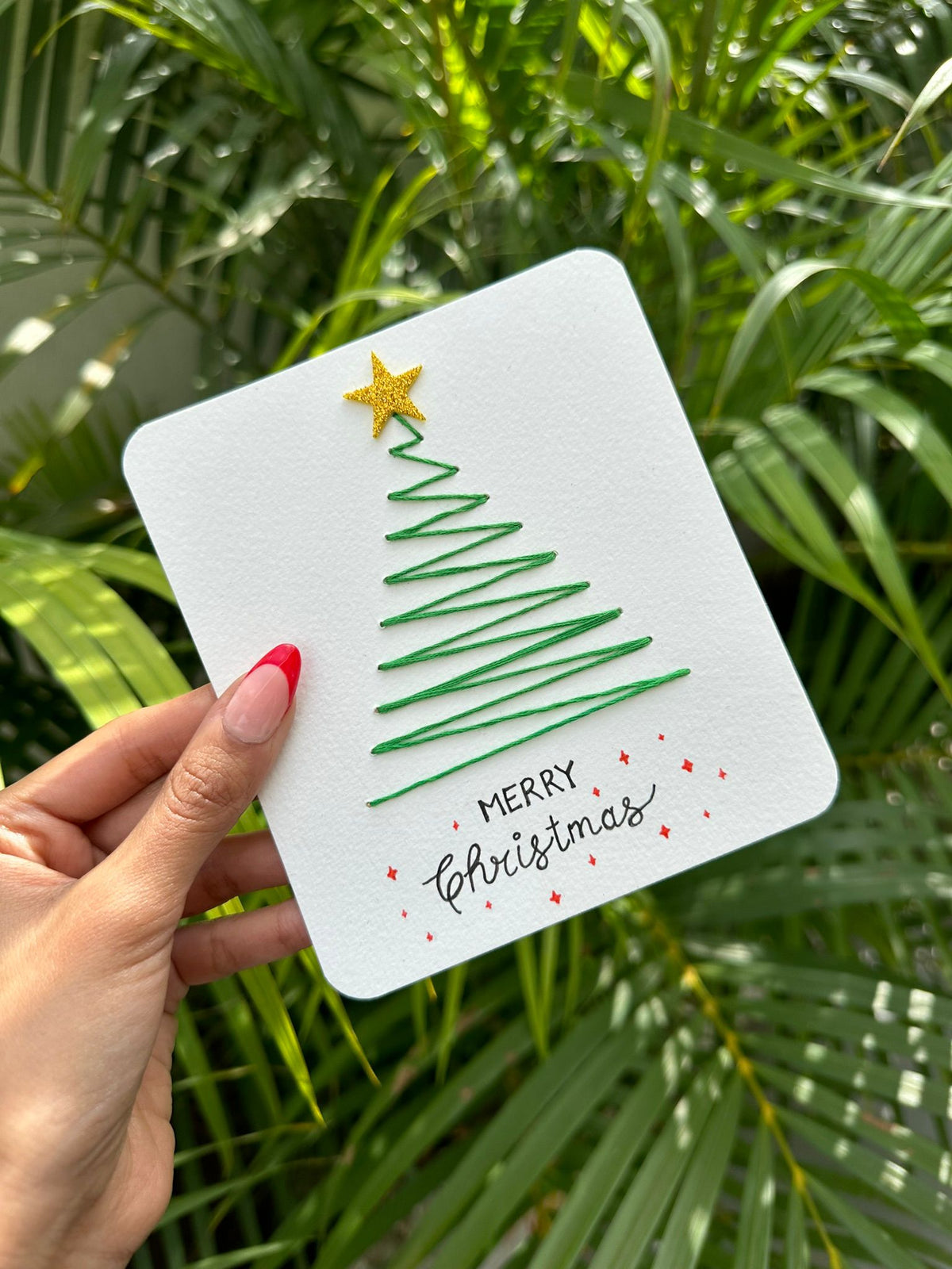 Green Christmas Tree Thread Card