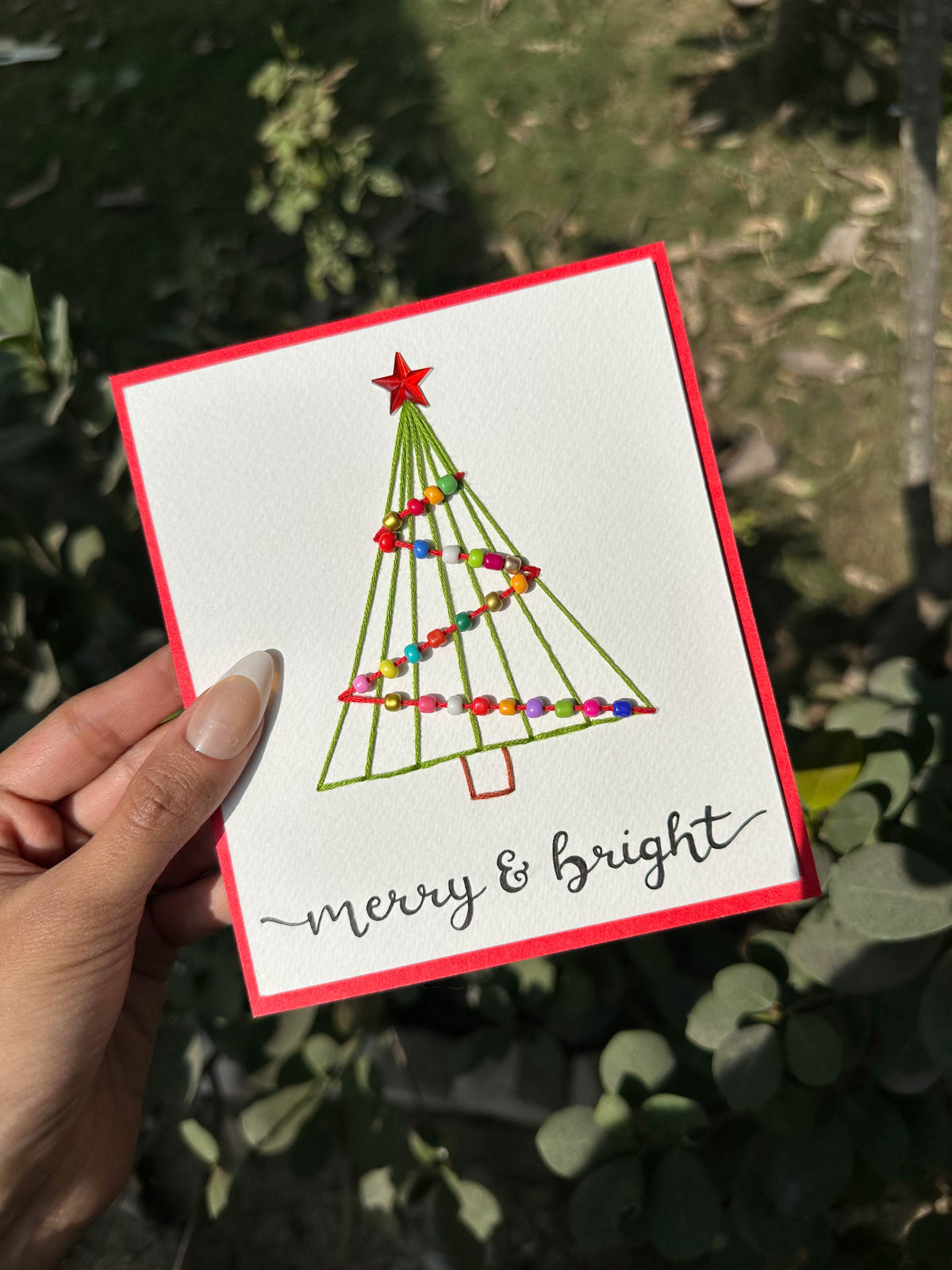 Beaded Christmas Tree Card