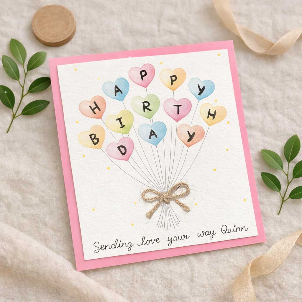 HBD Balloon Thread Card