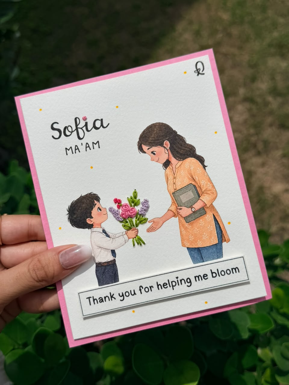 Teachers Day Bouquet Thread Card